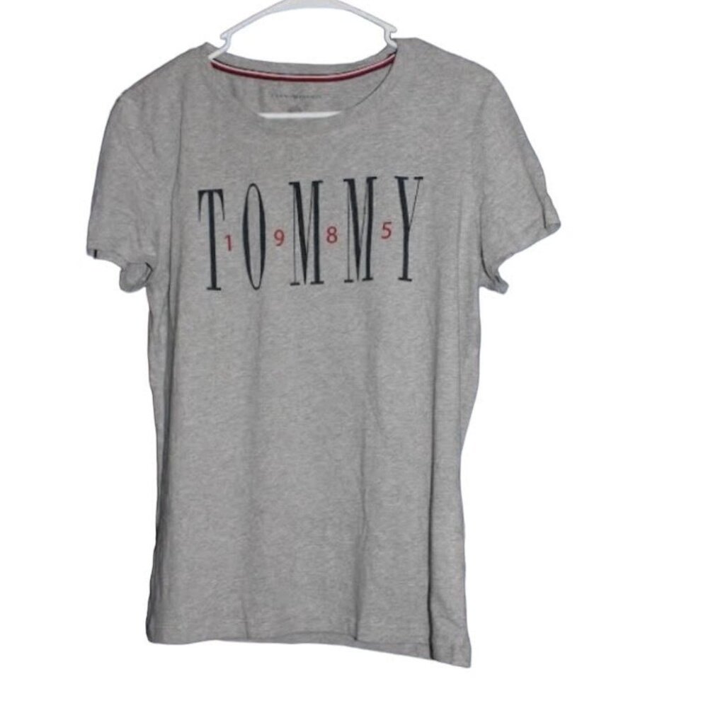 Tommy Hilfiger 1985 Gray Logo T-Shirt Women's size Large